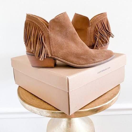 Lucky brand booties with outlet fringe