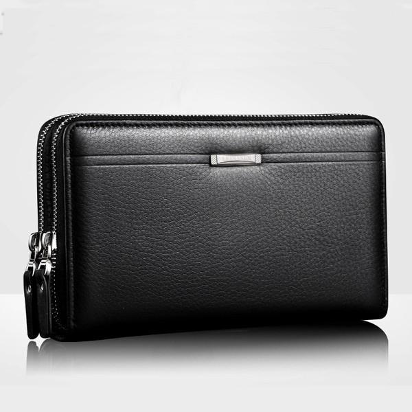 Hantar jenama} Her2023 lelaki terkini beg Calfskin clutch beg tangan  perniagaan H surat embossed badge fesyen zipper bag lelaki Black wallet  memandu penyimpanan beg beg kulit untuk lelaki beg jenama