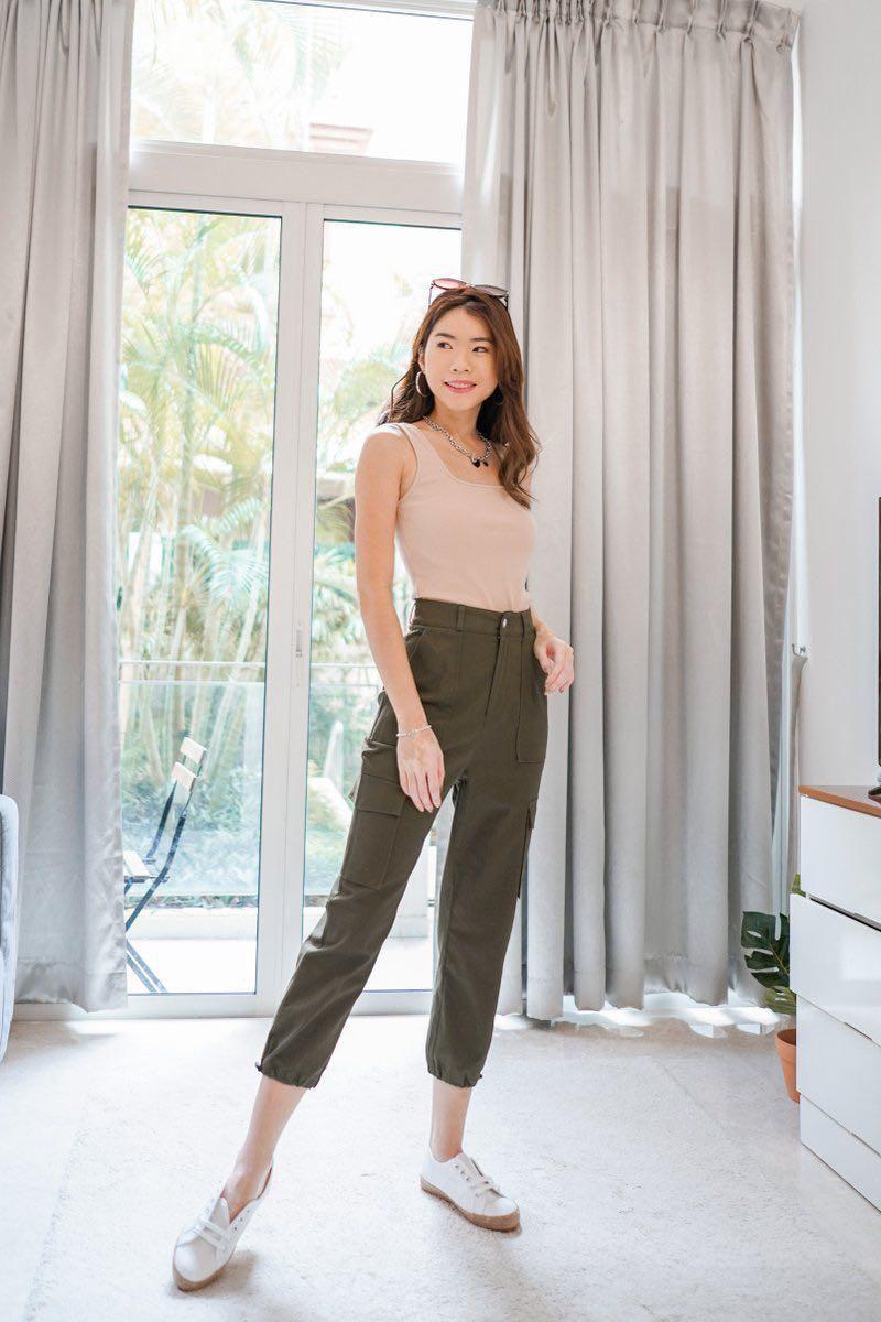 Mikayla Renna Cargo Pants in Army Green, Women's Fashion, Bottoms