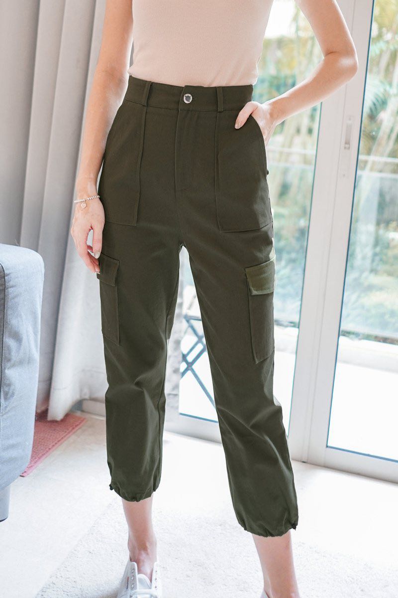 Mikayla Renna Cargo Pants in Army Green, Women's Fashion, Bottoms ...