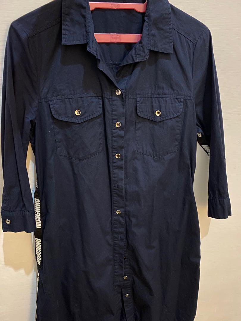 Moschino navy shirt, Fesyen Wanita 