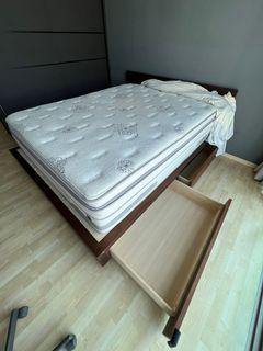 Muji Bed frame + Sealy Posturepedic Queen size bed