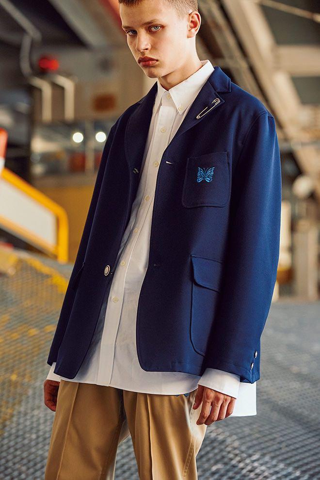 NEEDLES x BEAMS Navy Logo Jacket