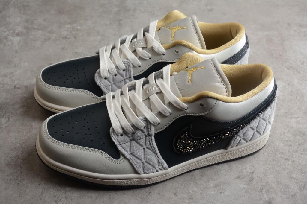 NIKE Air Jordan 1 Low Beaded Swoosh DV1762 001 Euro 39 45