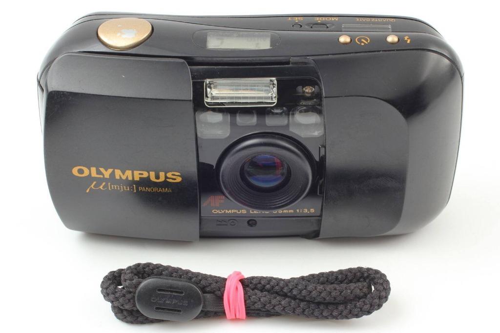 OLYMPUS μ mju Panorama Black 35mm Point & Shoot Film Camera