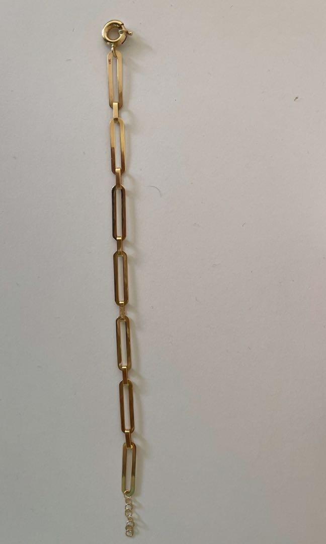 Bracelet Paper clip design Saudi Gold 18k Authentic, Women's Fashion