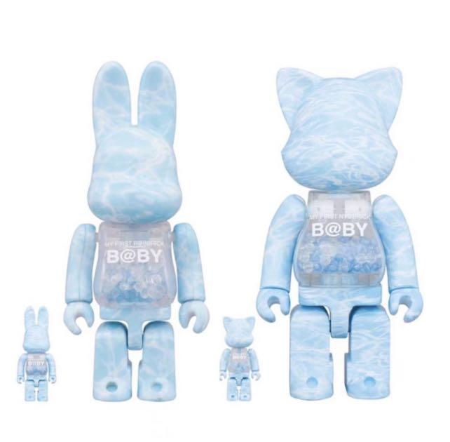 Per-order) MY FIRST R@BBRICK B@BY WATER CREST Ver.100％ u0026 400％ MY FIRST  NY@BRICK B@BY WATER CREST Ver.100％ u0026 400％ bearbrick 貓兔水波紋baby 400% u0026 100%