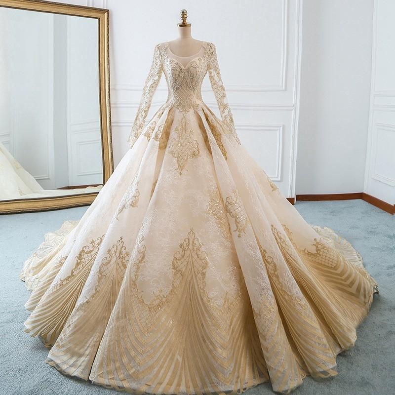 White and gold bridal dress discount