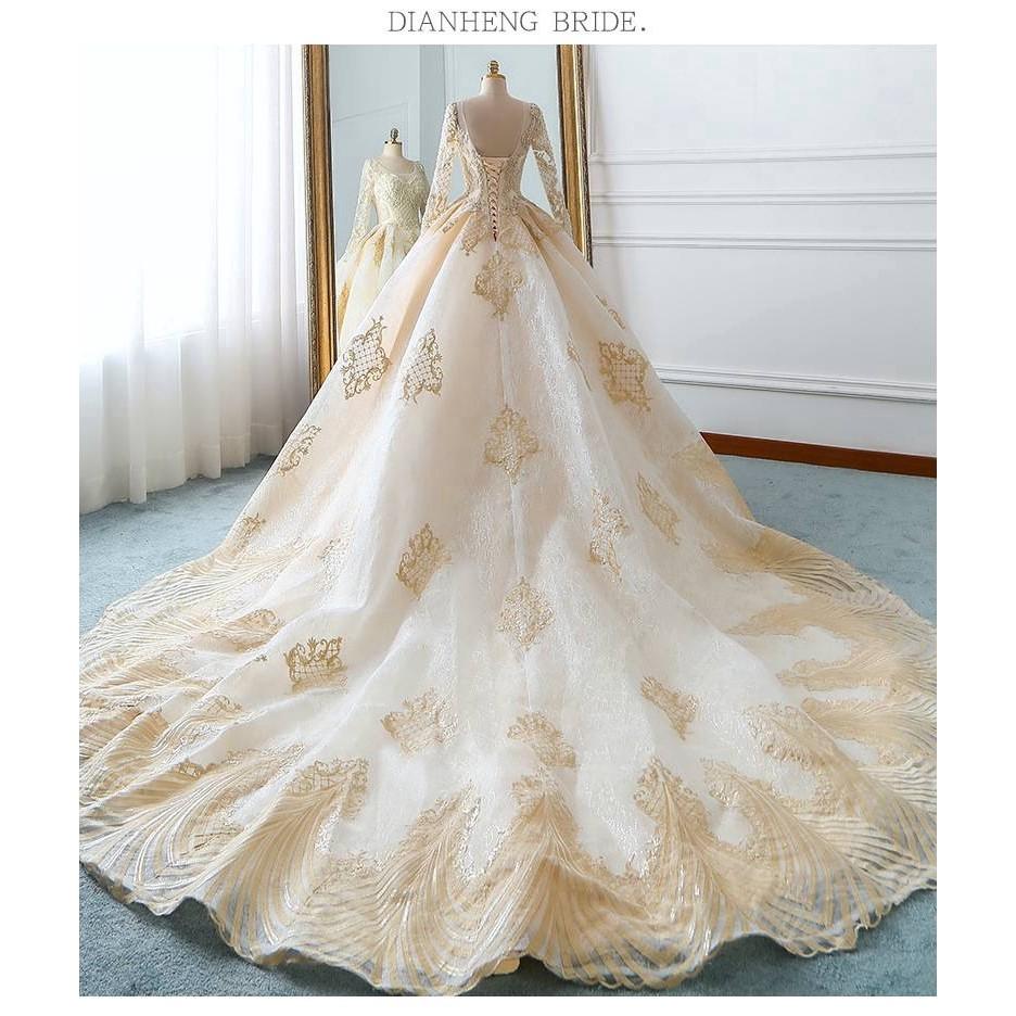 pre order white gold long sleeve fishtail wedding bridal dress