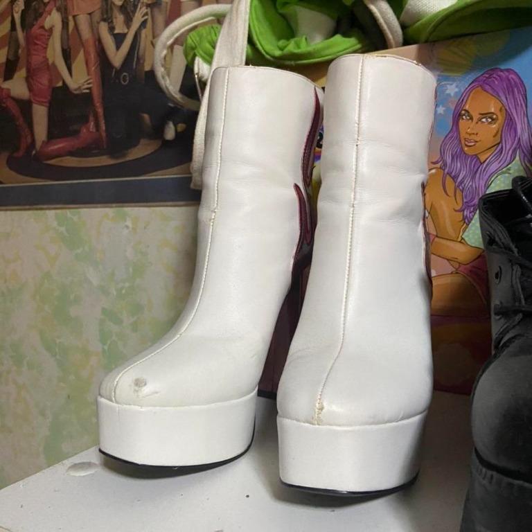 Public Desire White Ablaze Platform Boots Women s Fashion
