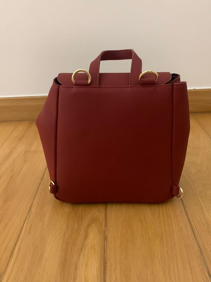 Red leather outlet mini backpack
