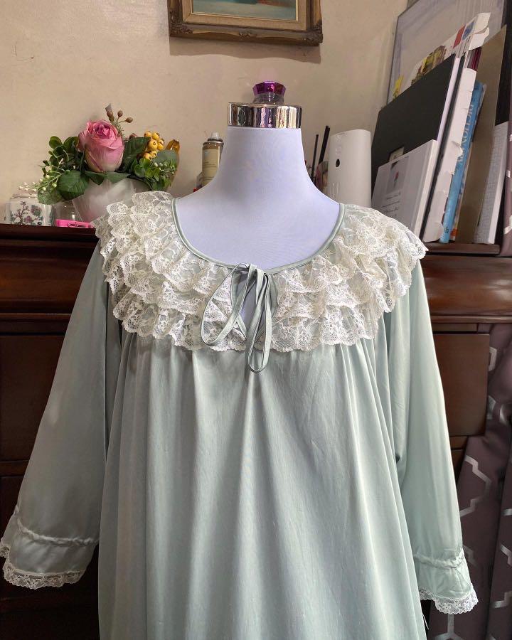 Seafoam Green Nightgown Nightwear with Ruffle Lace, Women's Fashion,  Dresses & Sets, Dresses on Carousell