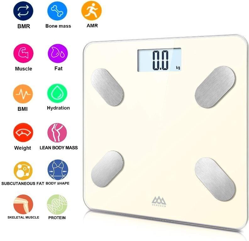 SENSSUN Body Fat Scales Bluetooth Bathroom Scales Body Composition Analyzer Monitor BMI/Body Fat