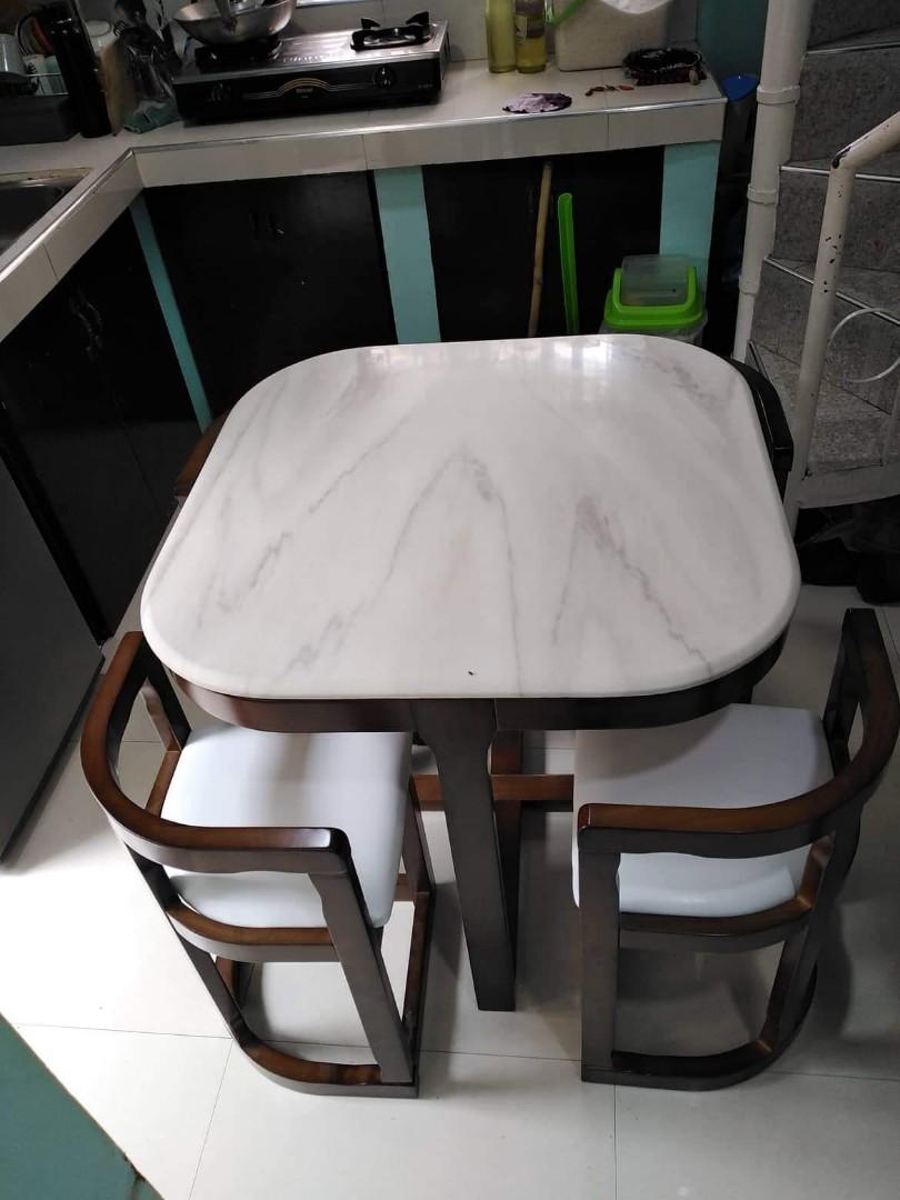 Space saving marble table top dining set, Furniture & Home Living, Furniture, Tables & Sets on ...