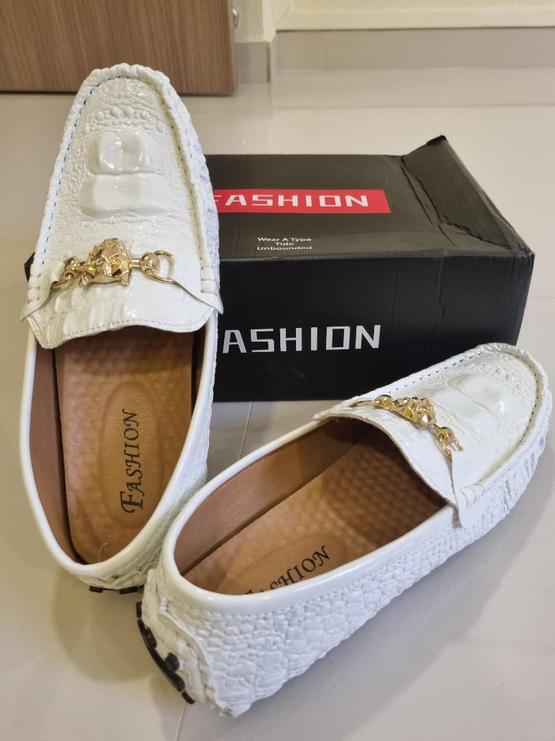 Men Loafers Slip on shoes White, Luxury 