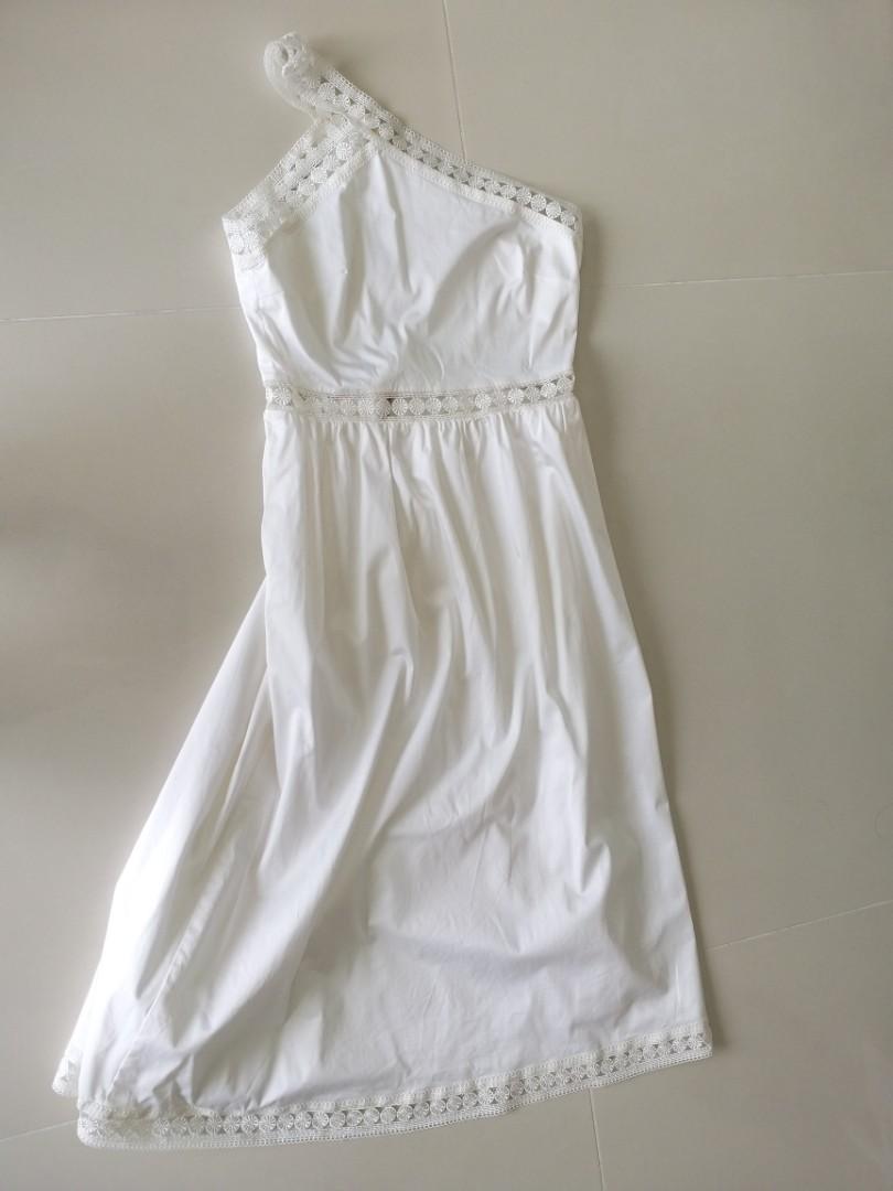 Ted Baker one shoulder white dress Size 2, Women's Fashion