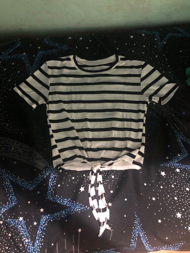 Tie Front Stripes Crop Top (Category: Others Tops) located in Manila. Submitted by dclutterrr (Listing ID 1166018436, Image 1). Description: .