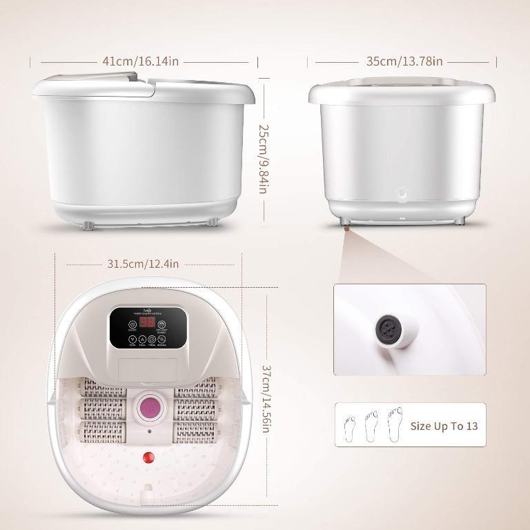 Turejo Foot Spa Bath Massager with Heat Bubbles, Upgraded 6 Automatic