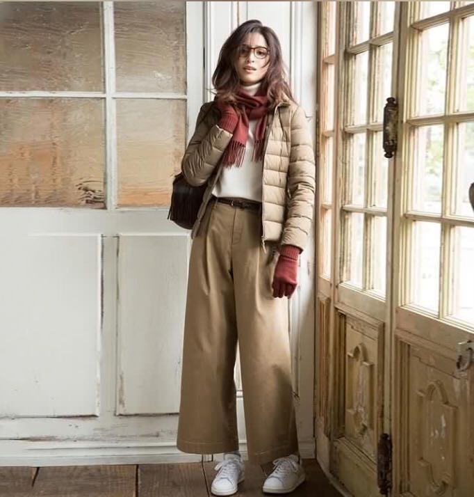 Uniqlo high waist cheap chino wide leg pants