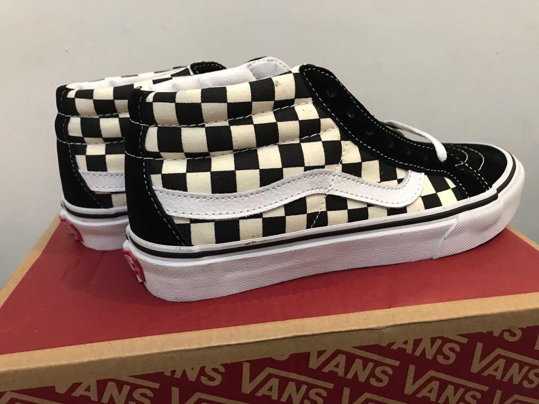 Vans SK8 Mid Checker, Fesyen Wanita 