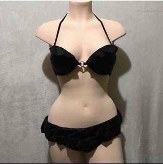 Velvet Textured Padded 2 Piece Bikini Swimsuit Swimwear