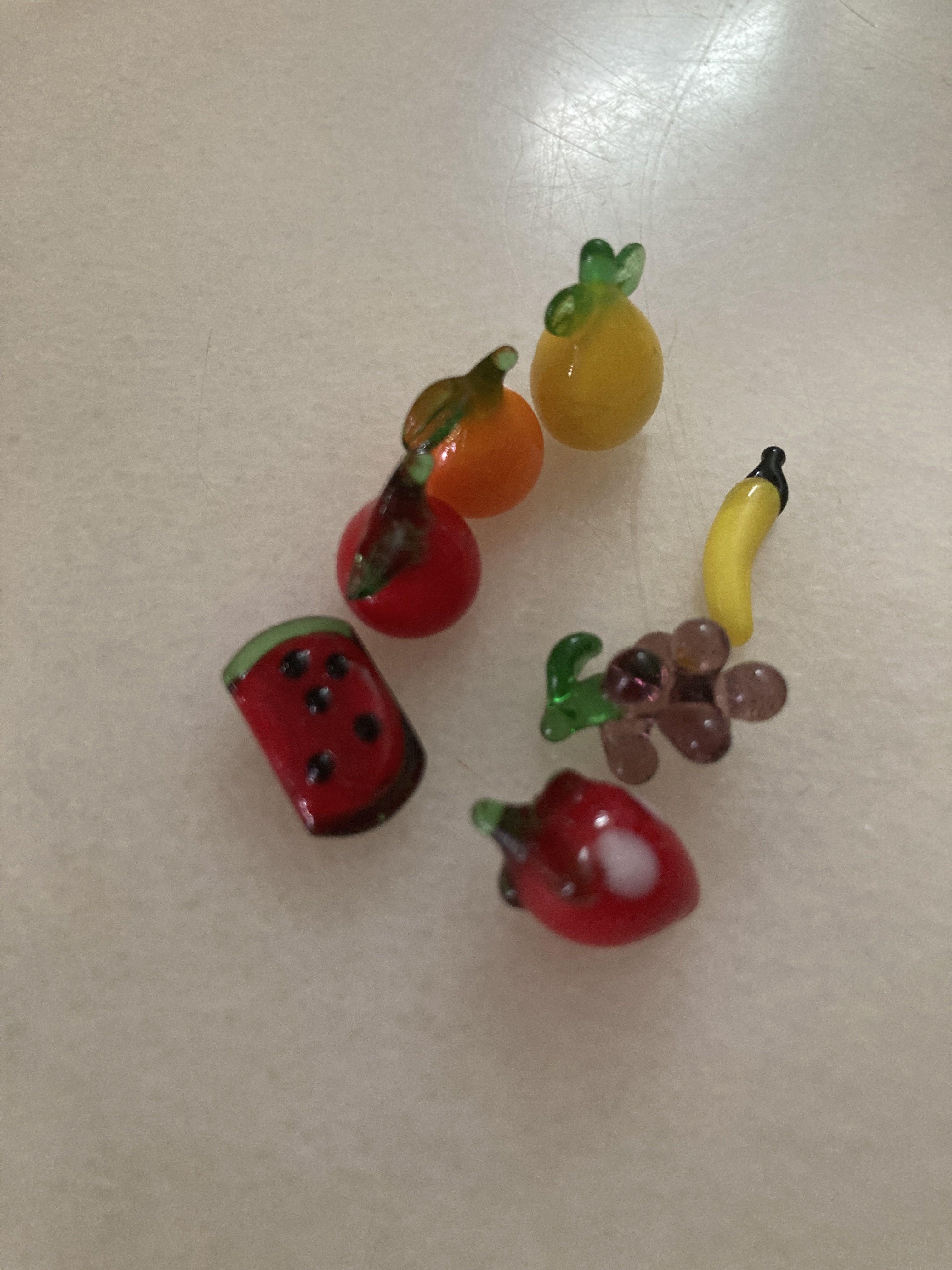 全新 日本 手工製 玻璃 琉璃 生果 水果 士多啤梨 提子 蘋果 橙 西瓜 香蕉 菠蘿 迷你 擺設