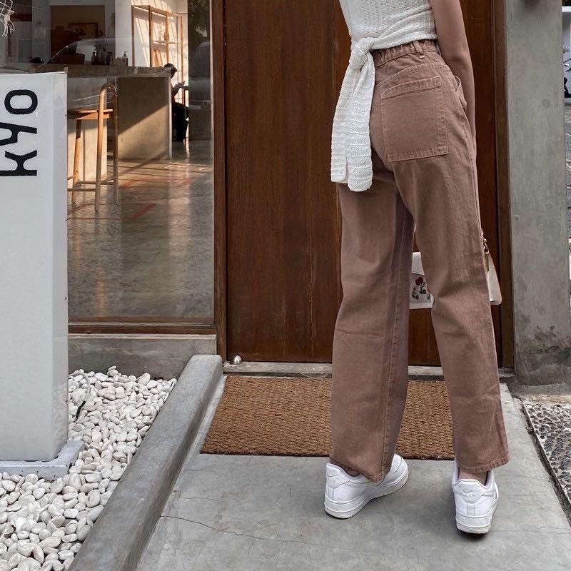 Aesthete brown jeans, Fesyen Wanita 