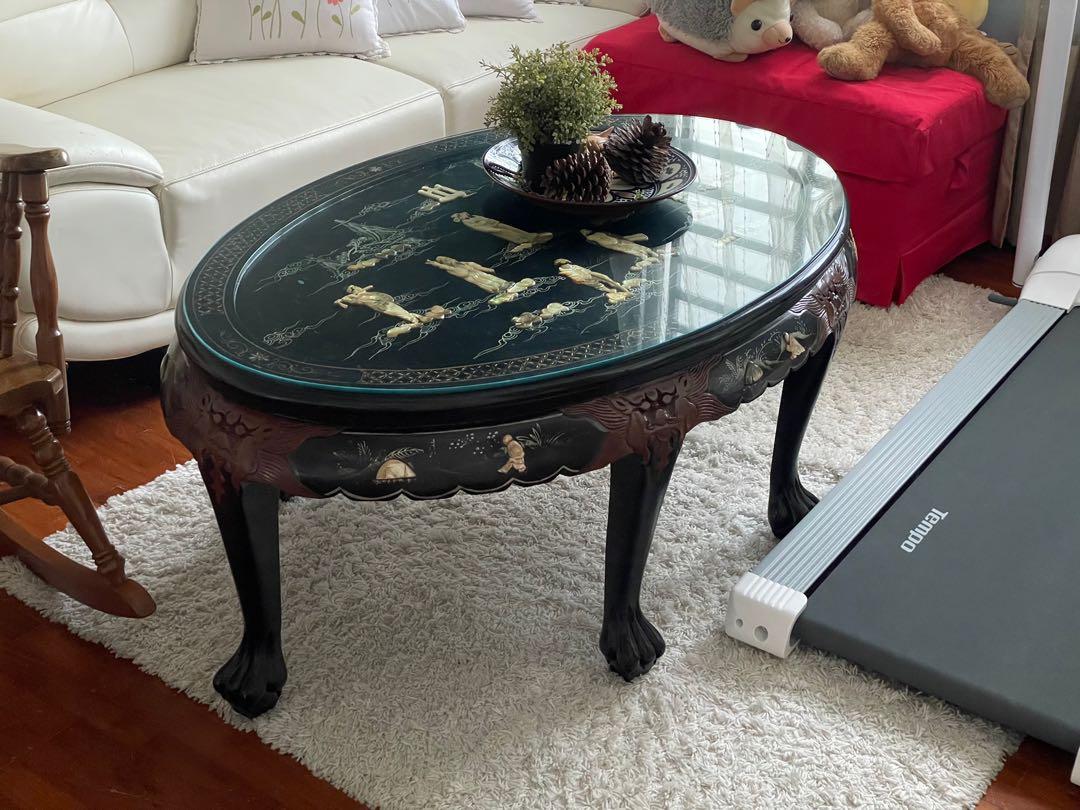Chinese Antique vintage Mother of pearl coffe table with Eight