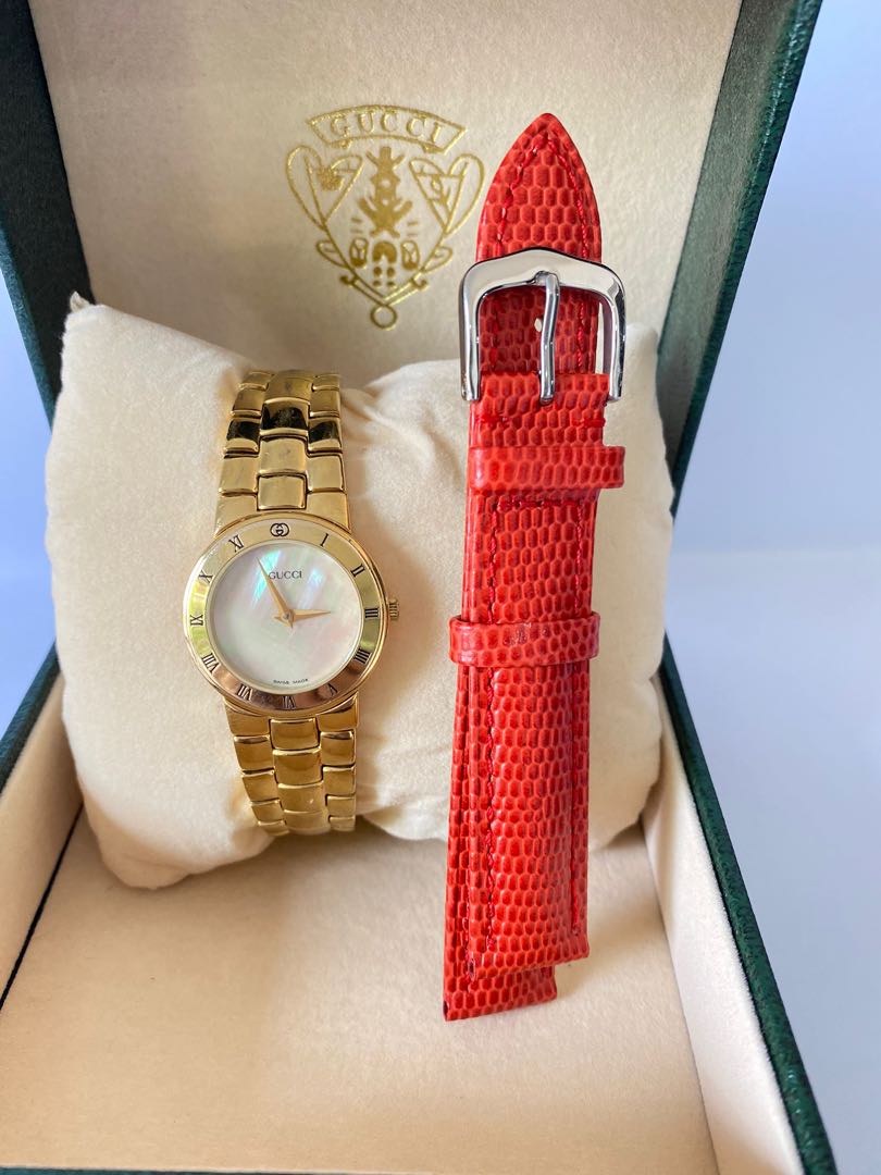 Auth Gucci 3300.2.L Watch for ladie's 