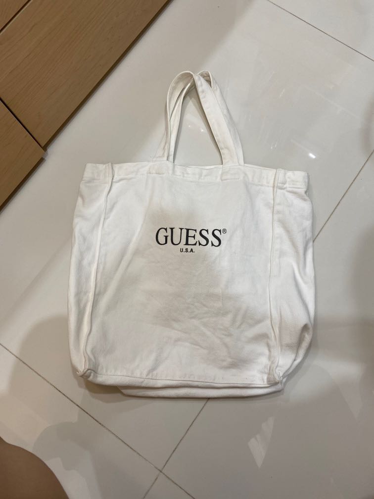 Authentic guess canvas tote bag Women s Fashion Bags Wallets