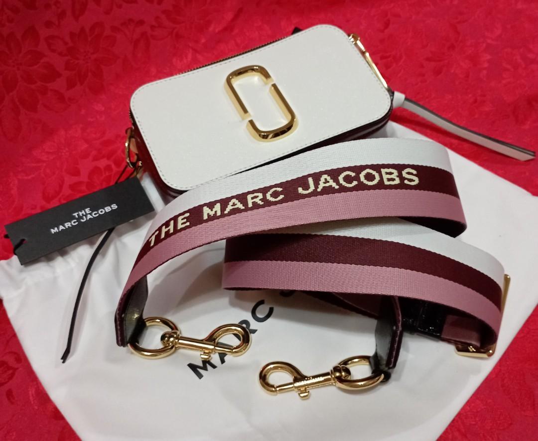 Marc Jacobs Snapshot Bag In Baby Pink And Red Leather With Polyurethane  Coating