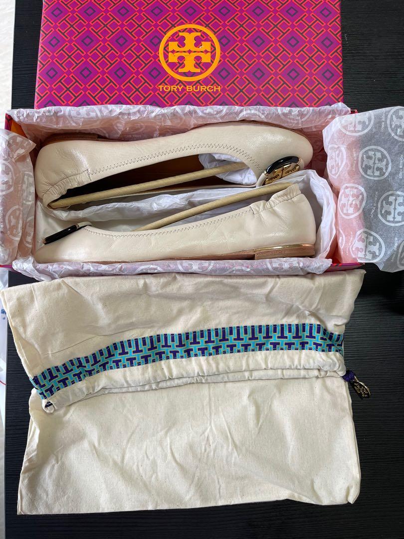tory burch multi logo elastic ballet