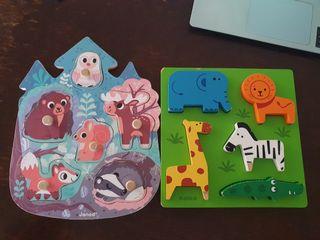 Baby toddler used wooden puzzles ×2