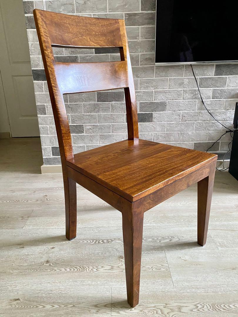 Crate Barrel Basque Honey Wood Dining Chair 2 available