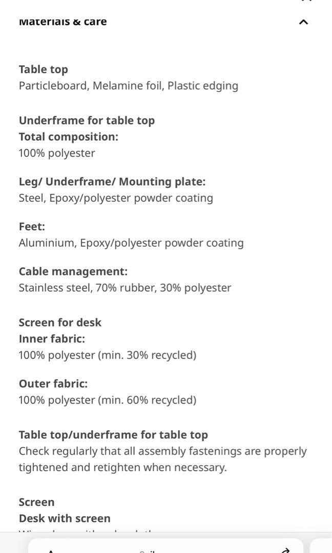 Bekant IKEA adjustable table in white table top (grey legs), Furniture