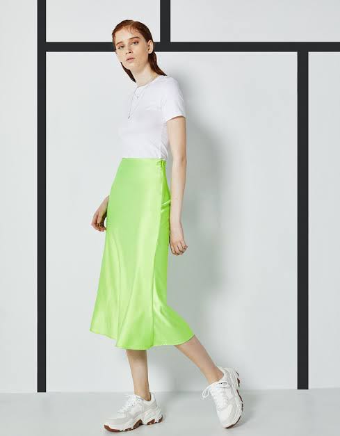 Bershka green midi skirt 2025