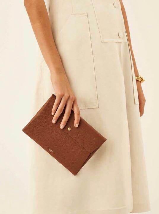 BN Oroton Margo Medium Pouch Clutch Whiskey Leather Women s Fashion Bags Wallets Clutches on Carousell