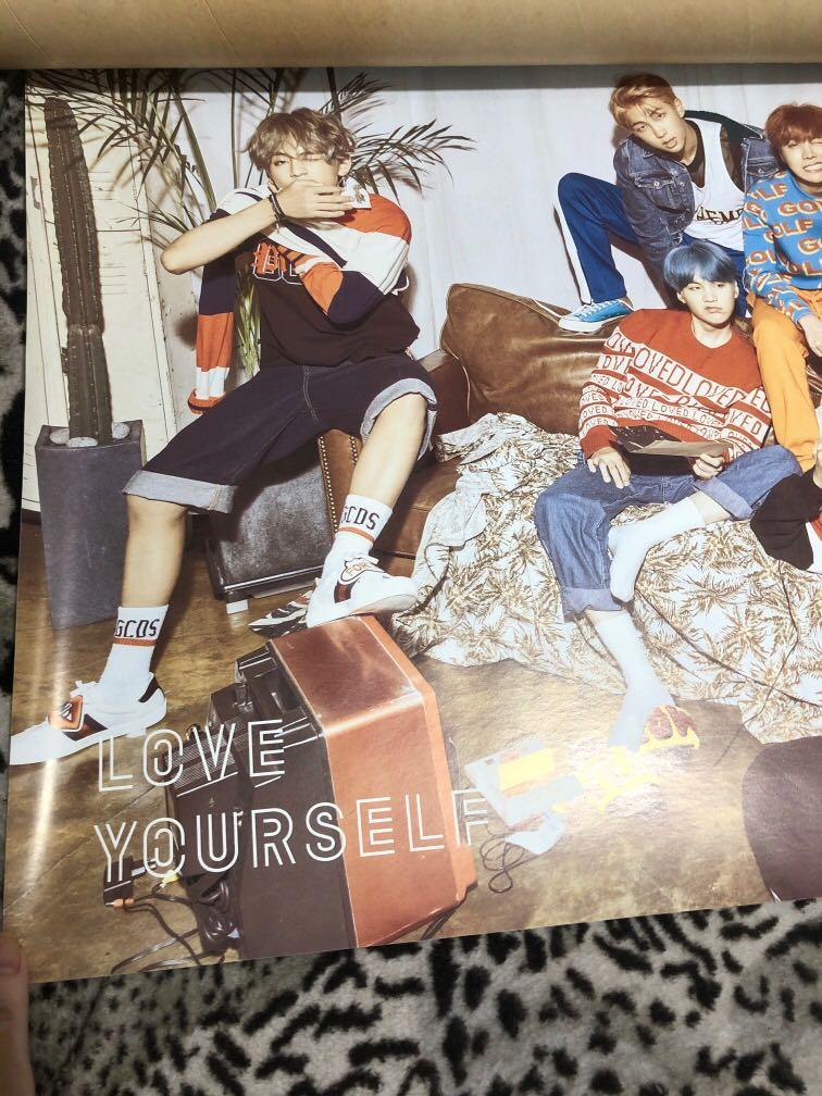Bts love yourself poster (Category: K-Wave Merchandise) located in Mandaluyong City. Submitted by allthingslovedbefore (Listing ID 1166037409, Image 2). Description: Bts love yourself poster.