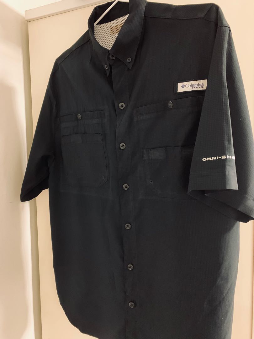 Chemise Columbia PFG Omni-Shade Homme 2XL Noir Manches Longues Pêche Teal