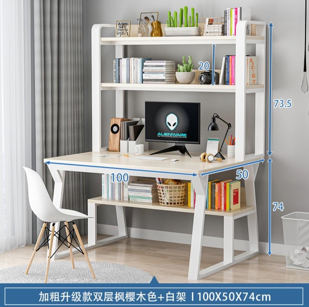 Computer & Study Desk with Bookshelf, Furniture & Home Living