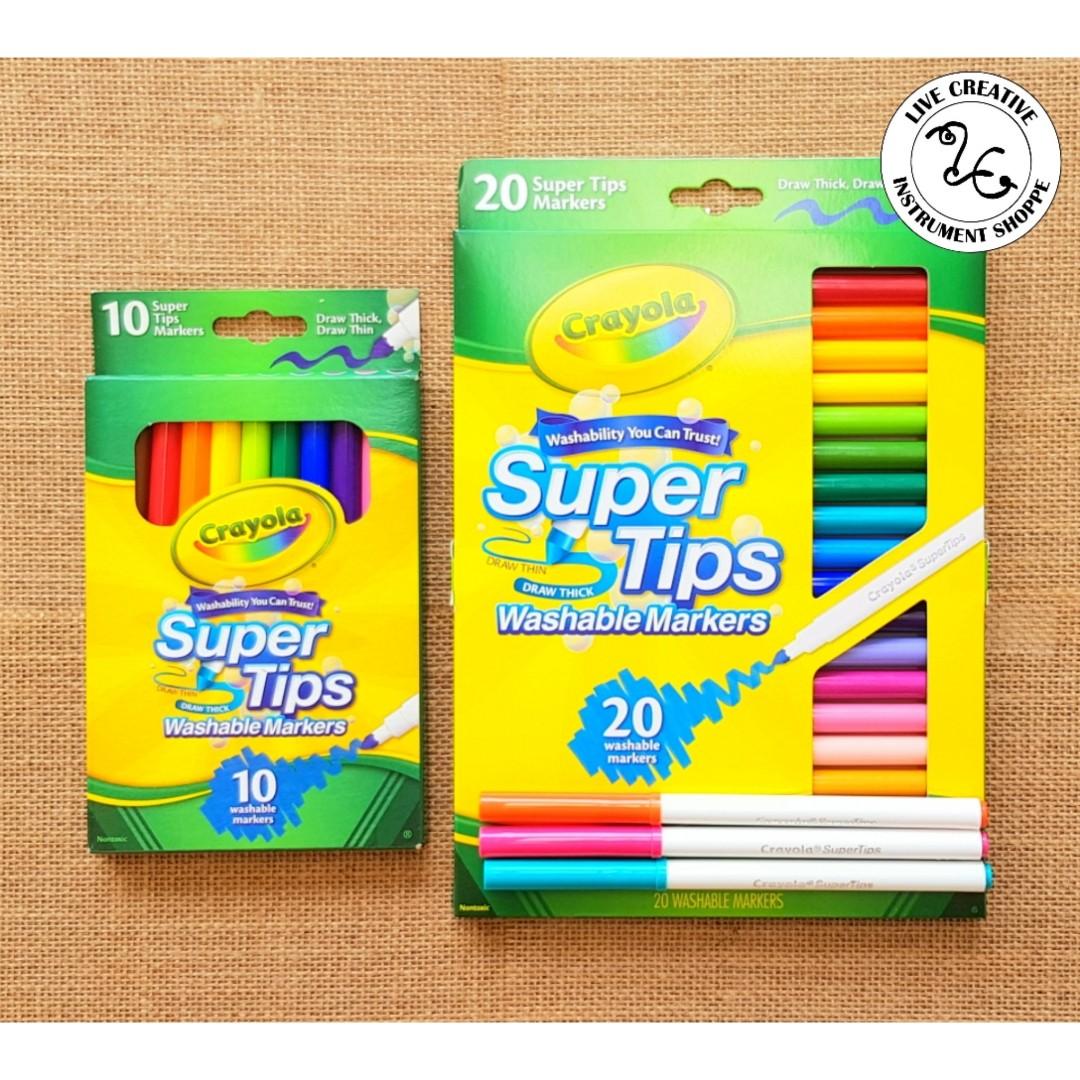 CRAYOLA SUPERTIPS Washable Markers - Thin/Thick Nib (Set of 10 / Set of  20), Hobbies & Toys, Stationery & Craft, Stationery & School Supplies on  Carousell