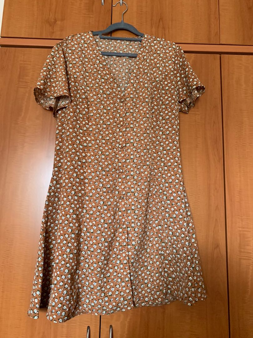 CLEARANCE Daisy Street Brown Floral Tea Dress XL Women s