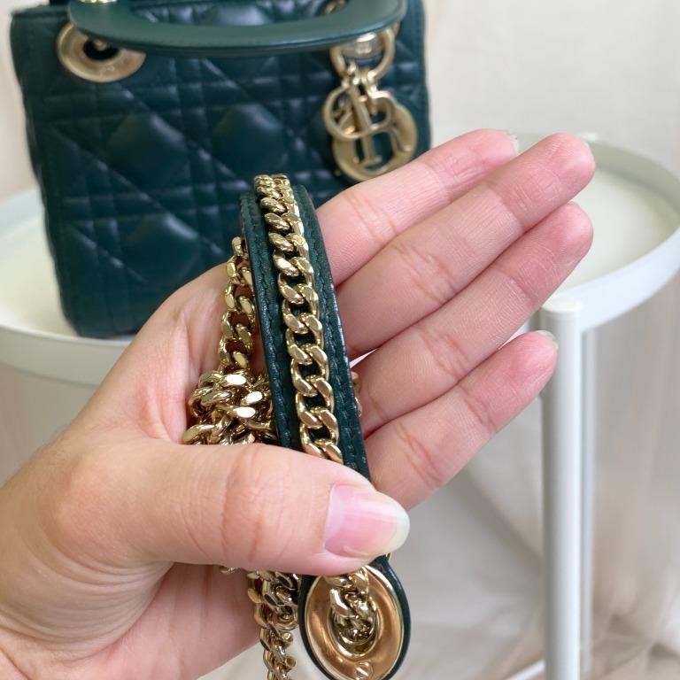 Dior Lady Dior Mini Dark Green In Lambskin Gold Hardware, Luxury, Bags &  Wallets On Carousell