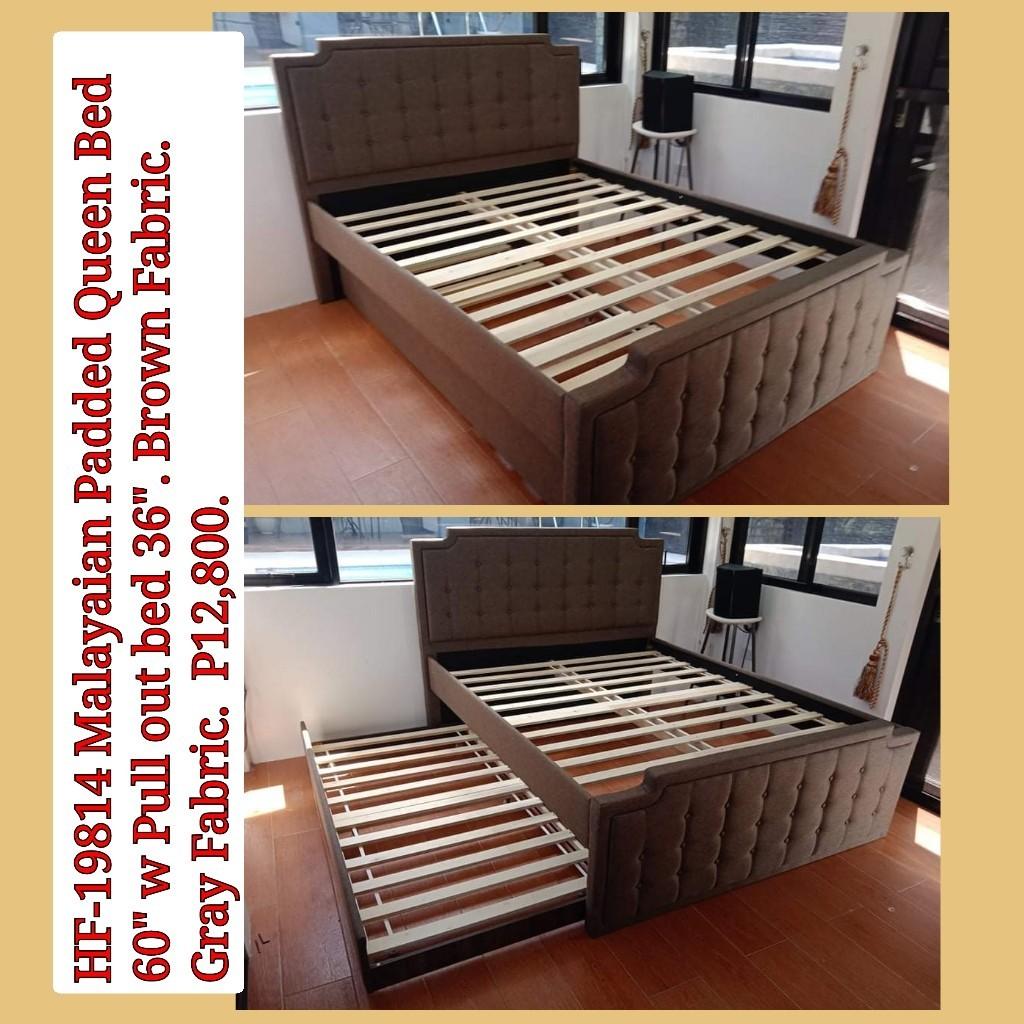 DV-19814 Malaysian Bed Frame w Pull out 36" Brown Fabric (Category: Bed Frames & Mattresses) located in Binan City. Submitted by mark.365 (Listing ID 1104887687, Image 2). Description: DV-19814 60" Malaysian Padded Bed Frame w Pull out 36" w Brown Fabric P13,500. March 2023. New Price Pls like us on FB. Bonifacio NBE Sales Center..