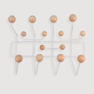Eames Hang it All Coat Rack Mid Century Modern Reproduction in Oak and White Metal