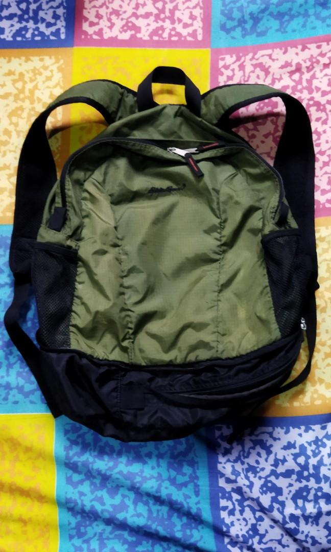 Eddie Bauer Packable Backpack Black/ Fatigue in color, Men's Fashion