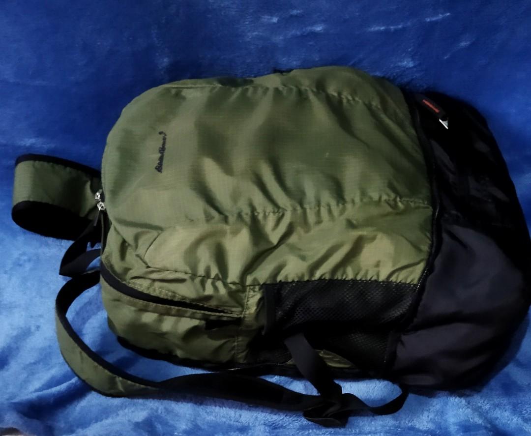 Eddie Bauer Packable Backpack Black/ Fatigue in color, Men's Fashion