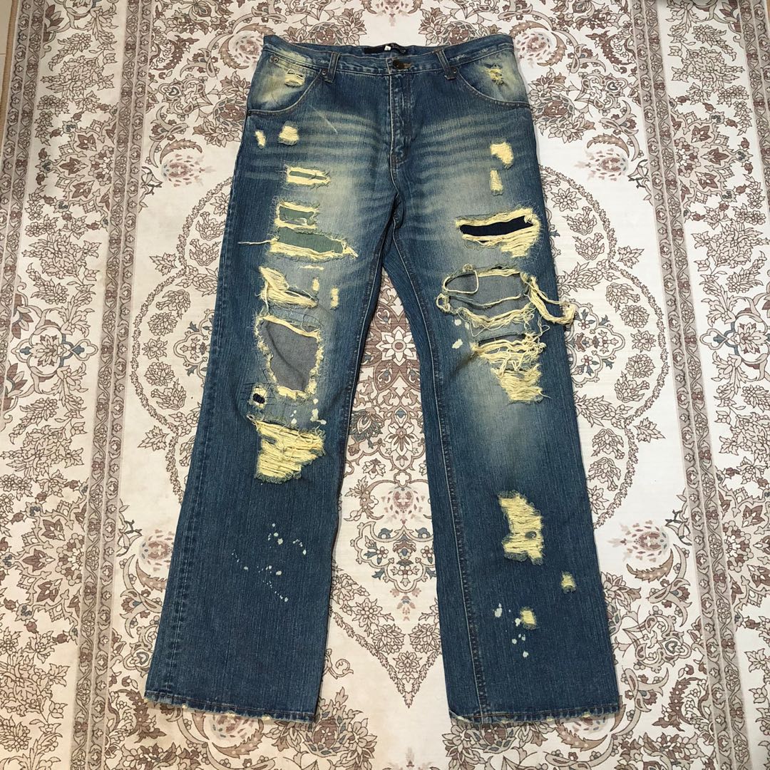 exhibitionist ripped jeans, Men's Fashion, Bottoms, Jeans on Carousell