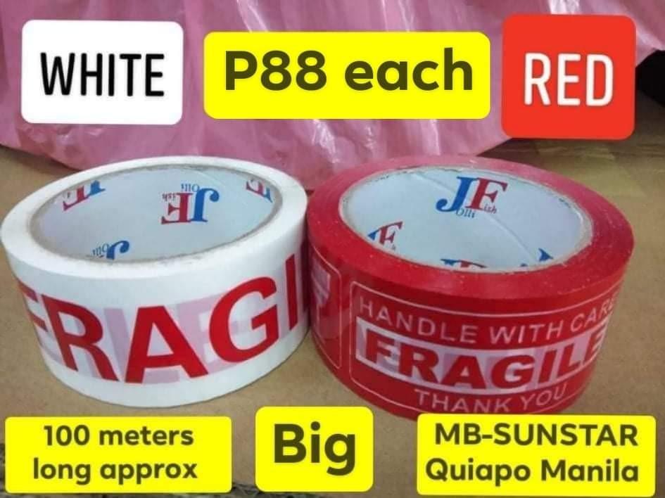 FRAGILE PACKAGING TAPE STICKER LABEL WHITE RED HANDLE WITH CARE PACKING