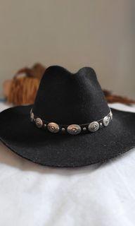 From Coachella Real Wool and leather  Concho Navajo festival Renegade Cowboy/Cowgirl black Hat Made in USA #pilihpreloved